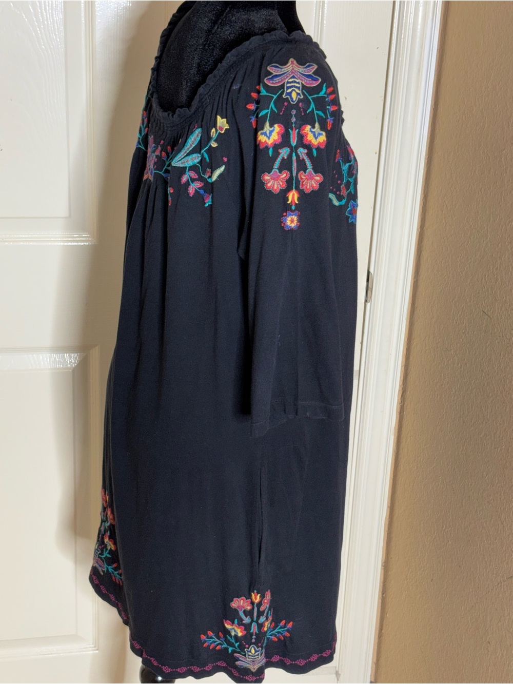 Johnny Was JWLA Black Embroidered Dress Long Sleeve Womens Large - Picture 5 of 7